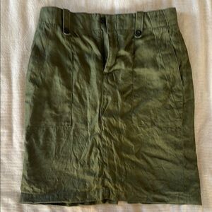 J. Crew Green Pencil Cargo Skirt Knee-Length Casual